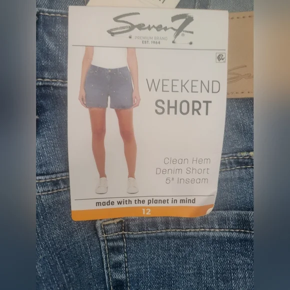 Seven7 Blue Jean Shorts with Floral Embroidery - Picture 5 of 7